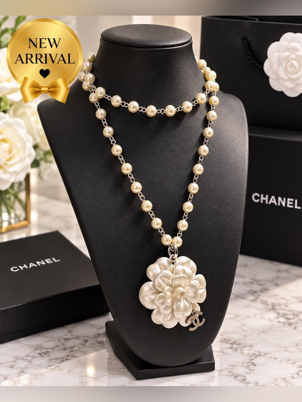 🤍 Pearl & Flower Pendant Necklace 🤍